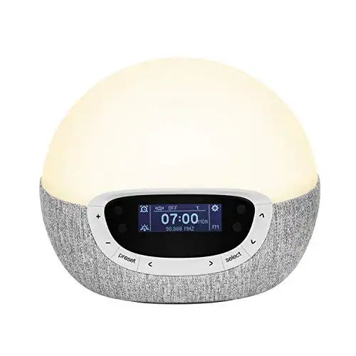 Lumie Bodyclock Shine 300 – Wake-up Light Alarm Clock with Radio, 15 Sounds and Sleep Sunset