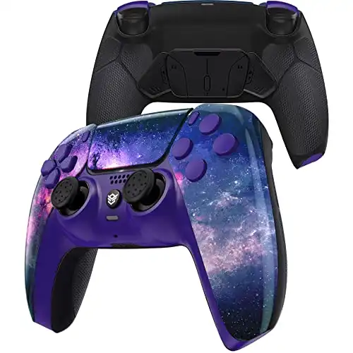HexGaming RIVAL PRO 4 Back Buttons & Exchangeable Joysticks & Flash Shot Compatible with ps5 Custom Controller PC FPS Gamepad - Purple Galaxy